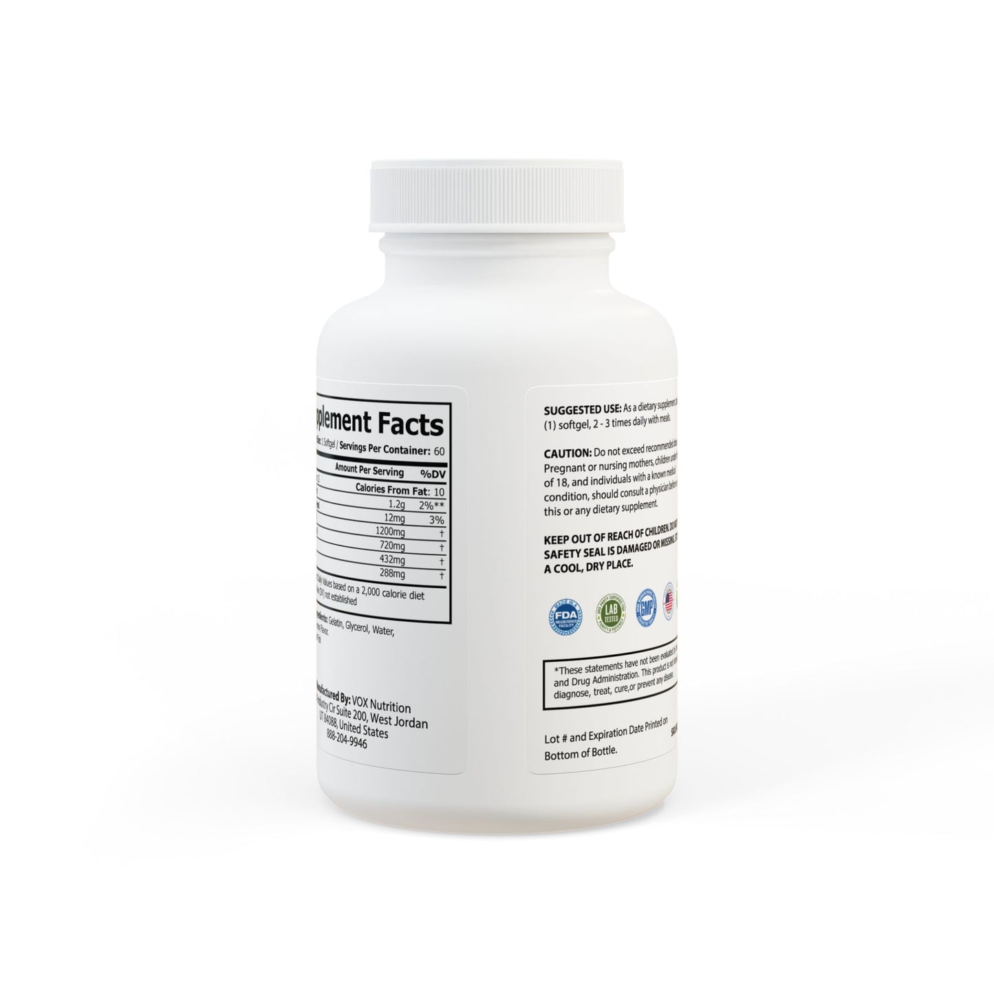 PURECRAFT Omega 3 Fish Oil Supplement (60 Softgels)