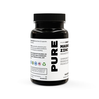 PURECRAFT Magnesium Zinc Supplement (90 Capsules)
